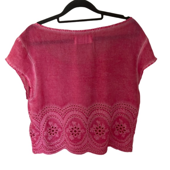 Abercrombie & Fitch M Pink Tie-Dye Eyelet Lace Scoop Neck Top - Picture 3 of 6